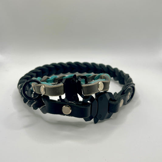 Geflochtenes Lederhalsband mit Safety Snap