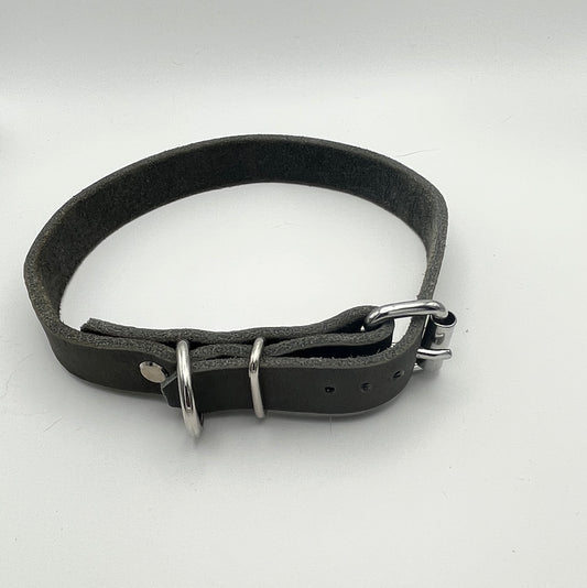Fettleder Halsband mit Gürtelschnalle